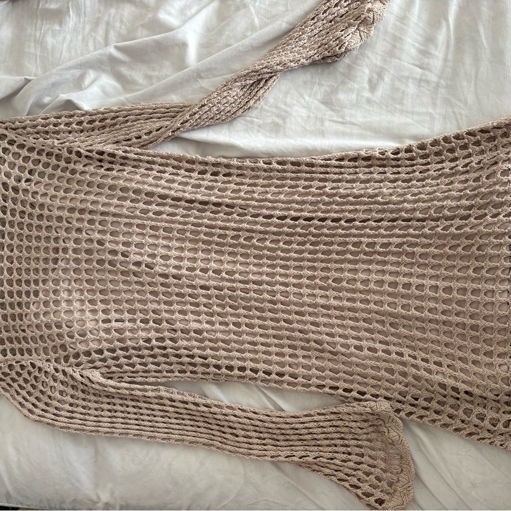 Beige Knit Mesh Dress